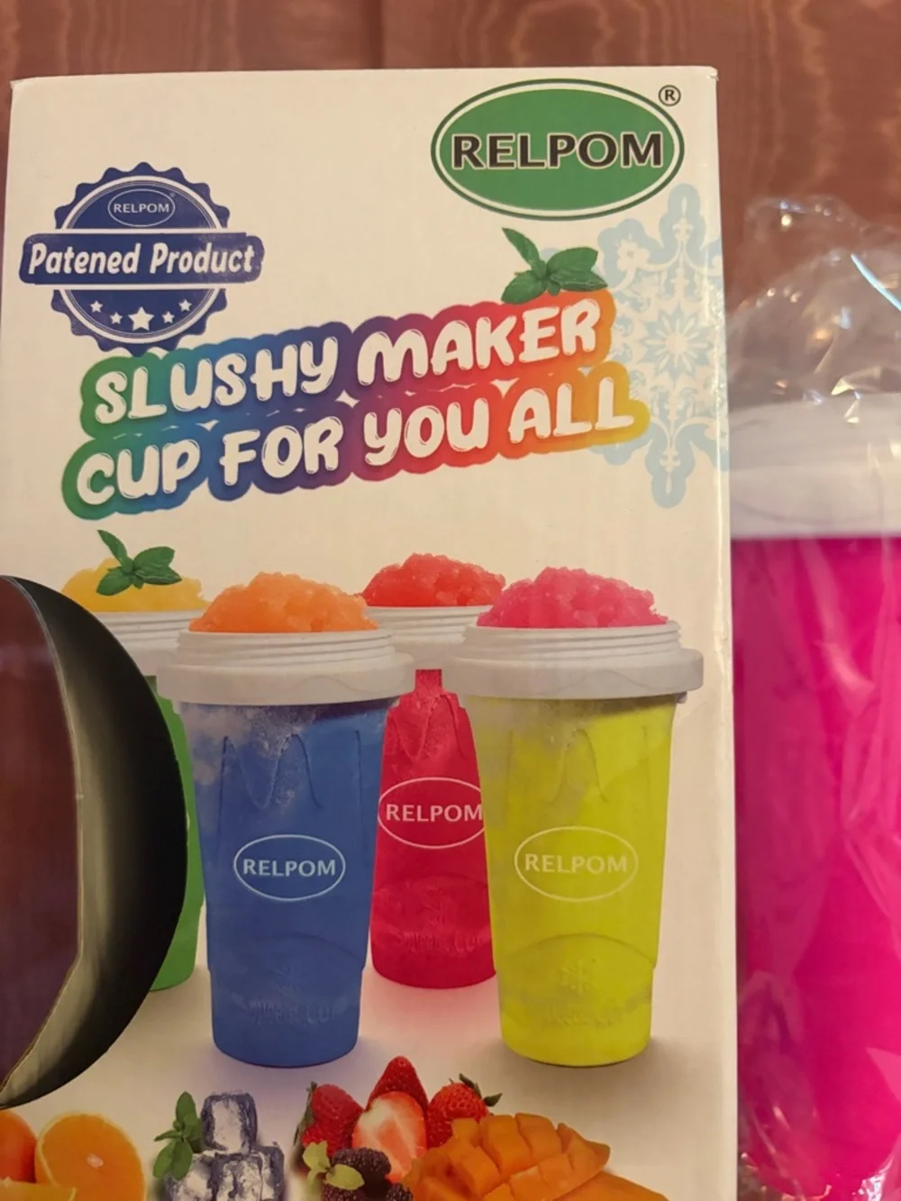 Relpom Kids Pink Slushy Maker Cup - Reusable Squeeze Cup NWT